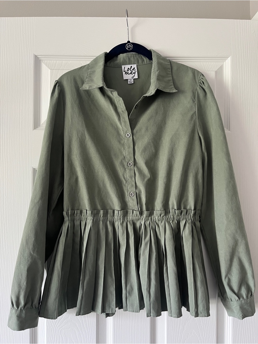 ASOS Olive Green Button-Front Peplum Blouse